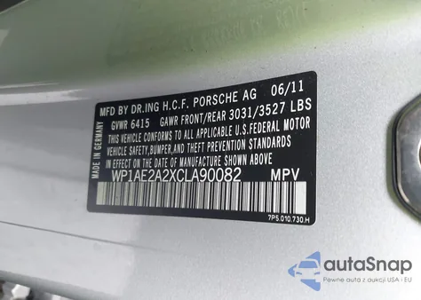 2012 Porsche Cayenne Hybrid S from USA, damaged, VIN WP1AE2A2XCLA90082